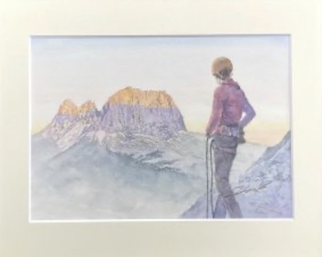 山の水彩画の画像